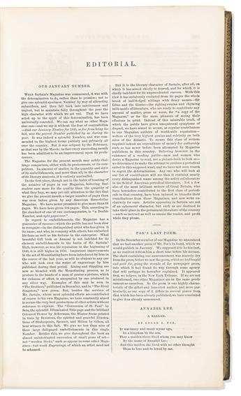 Poe, Edgar Allan (1809-1849) Six Volumes: Five Periodicals Containing his Work [and] The Conchologists First Book.
